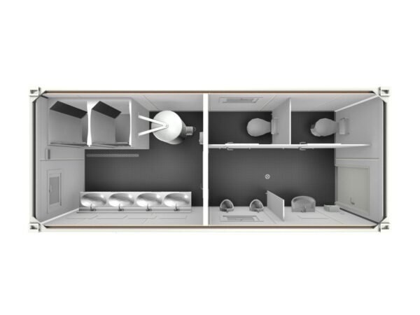 MÓDULO DE BAÑO Sanitarios 20 pies  (2 INODOROS-2 URINARIOS-2 DUCHAS-5 LAVABOS)